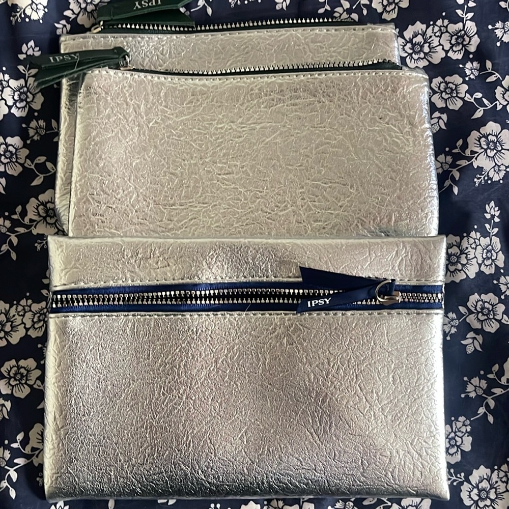 Set of 3 December of 2019 Ipsy “Shine on” makeup bags